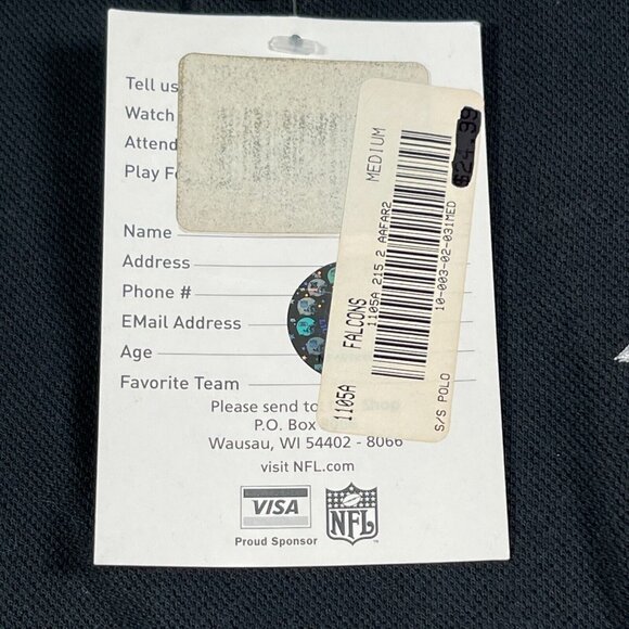Atlanta Falcons Polo Shirt Mens M Black NFL Reebok Short Sleeve Embroidered NEW - Picture 6 of 11